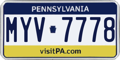 PA license plate MYV7778
