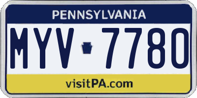 PA license plate MYV7780