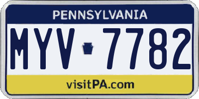 PA license plate MYV7782