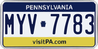 PA license plate MYV7783