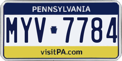 PA license plate MYV7784