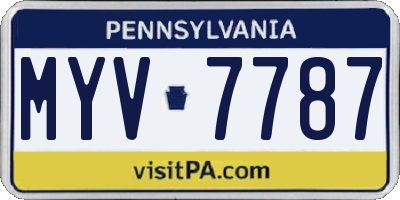 PA license plate MYV7787
