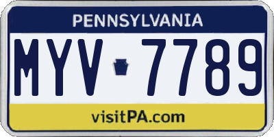 PA license plate MYV7789