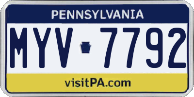 PA license plate MYV7792
