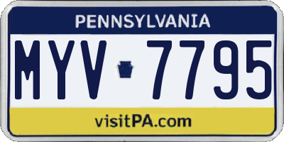 PA license plate MYV7795
