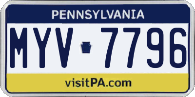 PA license plate MYV7796