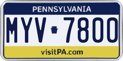PA license plate MYV7800