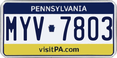 PA license plate MYV7803