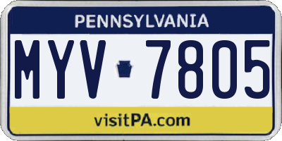 PA license plate MYV7805