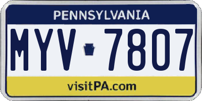PA license plate MYV7807