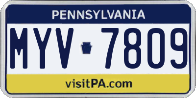 PA license plate MYV7809
