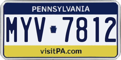 PA license plate MYV7812