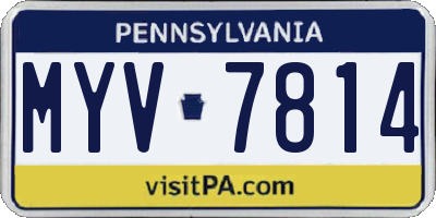 PA license plate MYV7814