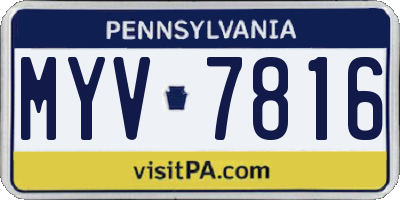 PA license plate MYV7816