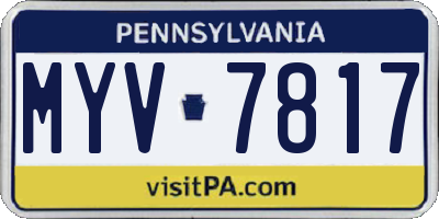 PA license plate MYV7817