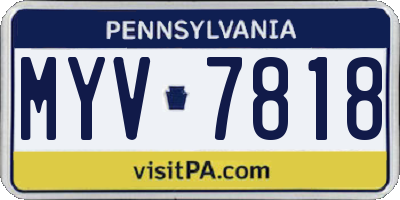 PA license plate MYV7818