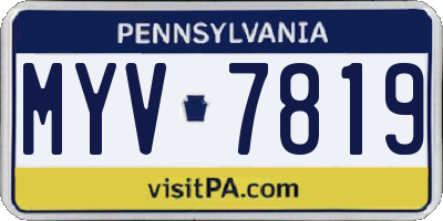 PA license plate MYV7819