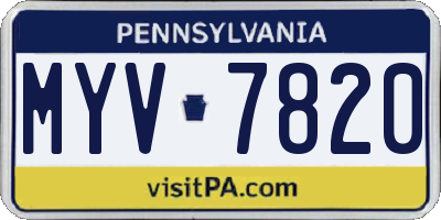 PA license plate MYV7820