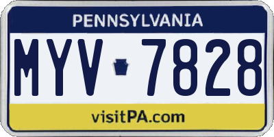 PA license plate MYV7828