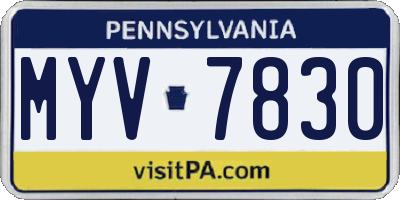 PA license plate MYV7830