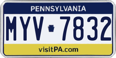 PA license plate MYV7832