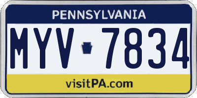 PA license plate MYV7834