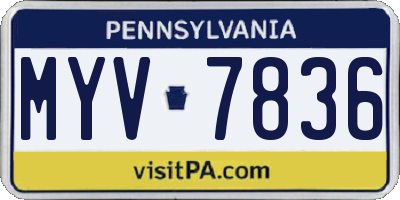 PA license plate MYV7836
