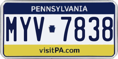 PA license plate MYV7838