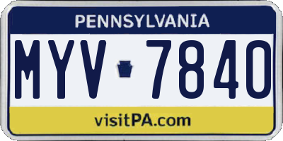 PA license plate MYV7840