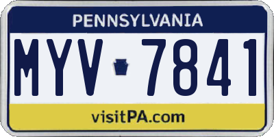 PA license plate MYV7841