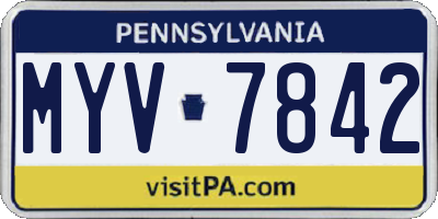 PA license plate MYV7842