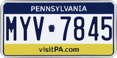 PA license plate MYV7845