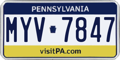 PA license plate MYV7847