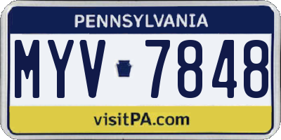 PA license plate MYV7848