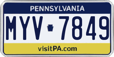 PA license plate MYV7849