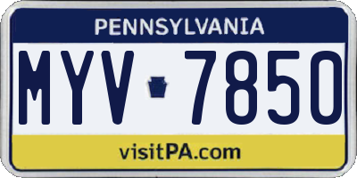 PA license plate MYV7850