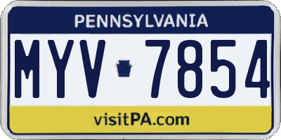 PA license plate MYV7854