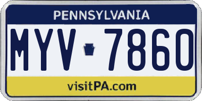 PA license plate MYV7860