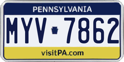 PA license plate MYV7862