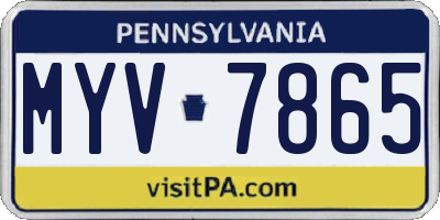 PA license plate MYV7865