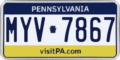 PA license plate MYV7867