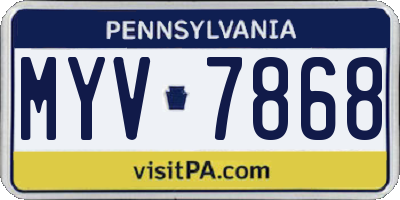 PA license plate MYV7868