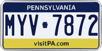 PA license plate MYV7872