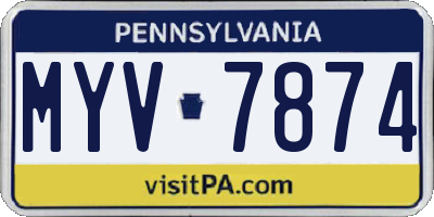 PA license plate MYV7874