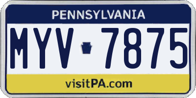 PA license plate MYV7875