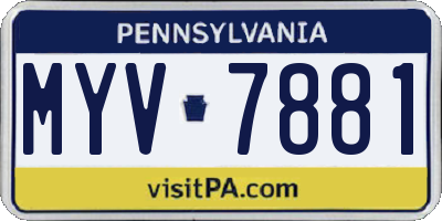 PA license plate MYV7881