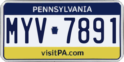 PA license plate MYV7891