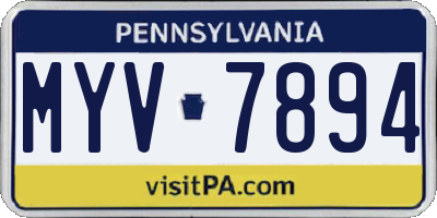PA license plate MYV7894
