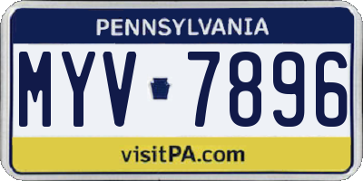 PA license plate MYV7896