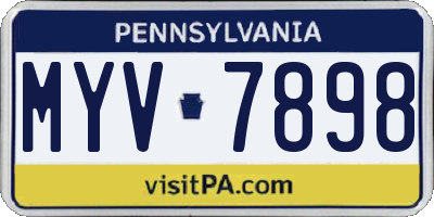 PA license plate MYV7898